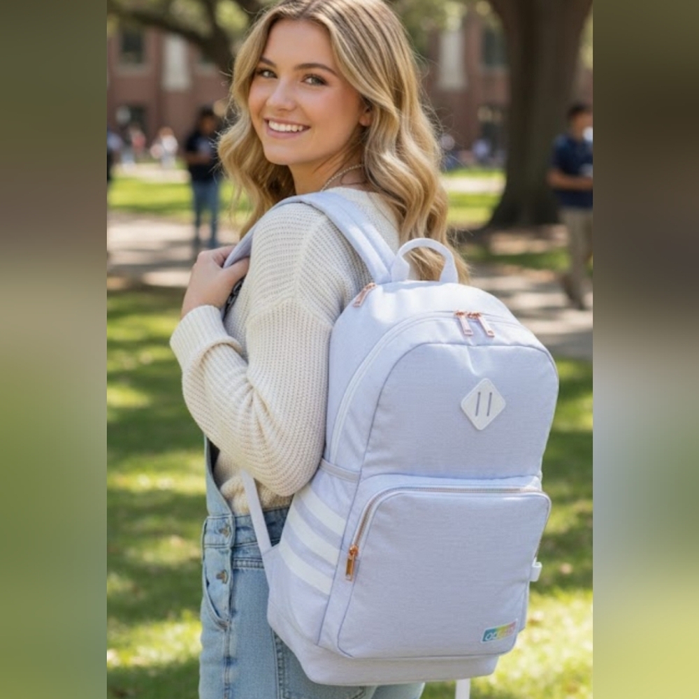 🔥NEW! WOMENS JERSEY WHITE RAINBOW CLASSIC 3 STRIPE BACKPACK NWT 12.16
